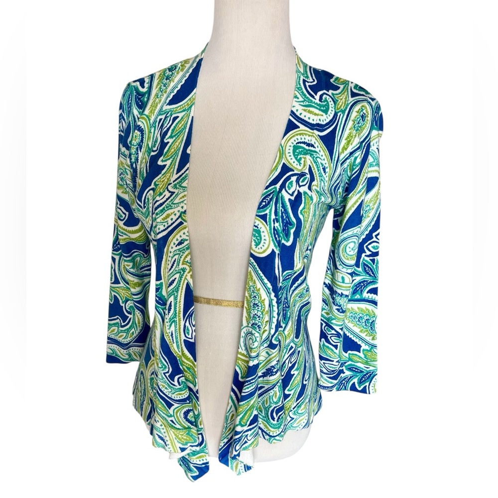 Kenar Cardigan Paisley Green Blue White M